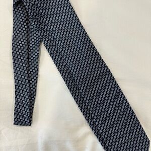 Hermes Blue and White Silk Tie
